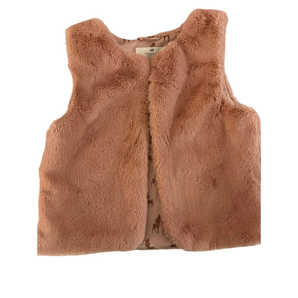 H&M pink fur vest size 8-10